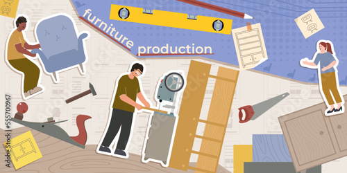Furniture Production Flat Collage