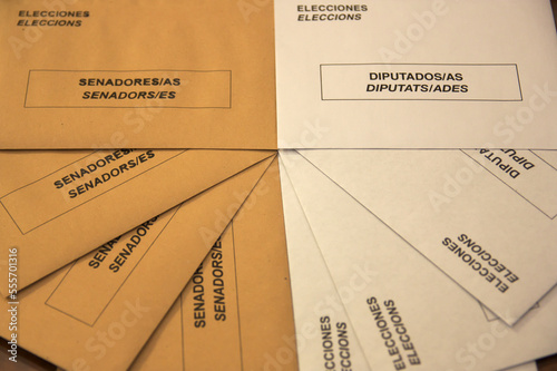 Envelopes with the votes for the general elections in Spain for the Senate and for the Congress of Deputies photo