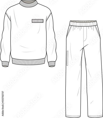 TRACK SUIT SWEAT TOP AND BOTTOM SET FOR UNISEX WEAR FLAT DESIGN VECTOR