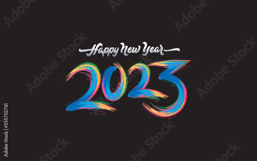 Thematic happy new year eve design. Alphabet typeface 2023. Vector illustration