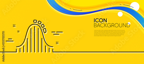 Roller coaster line icon. Abstract yellow background. Amusement park sign. Carousels symbol. Minimal roller coaster line icon. Wave banner concept. Vector