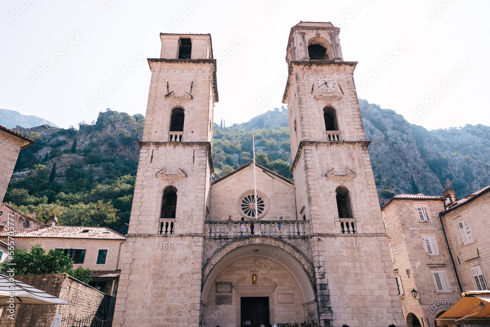 Kotor.Montenegro.Church of Saint Tryphon in the old town of Kotor.Montenegro.