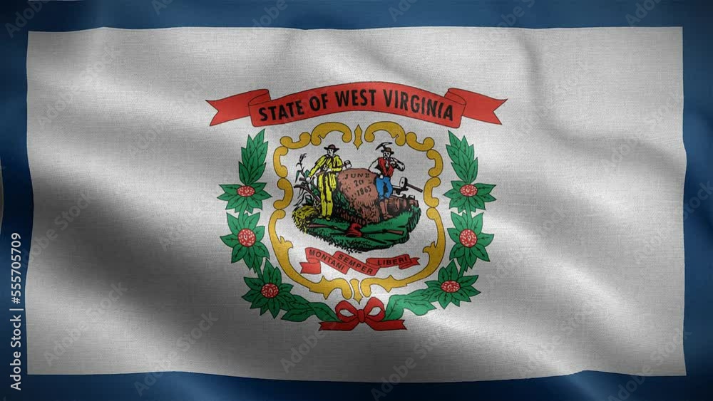 Flag of West Virginia fluttering in the wind. Animation 4k Flag of West Virginia fluttering in the wind. Animation 4k