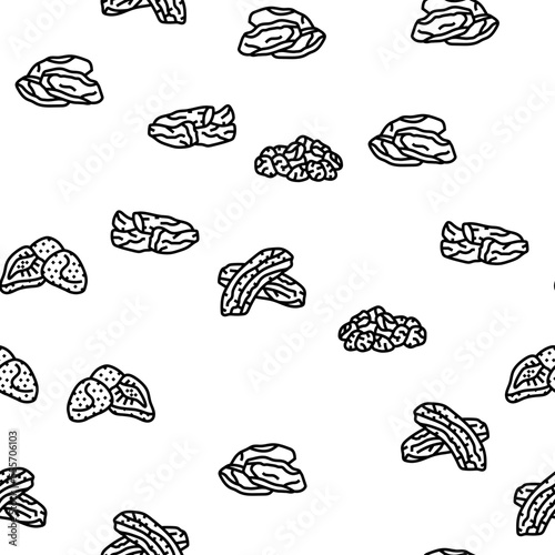 dried fruit healthy snack vector seamless pattern thin line illustration © vectorwin