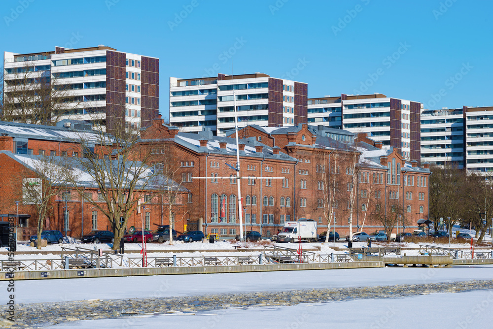 City embankment on a sunny February day, Turku