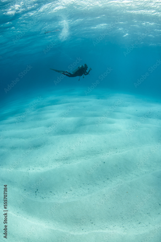 White sand in lagoon of French Polynesia White sand in lagoon of French Polynesia