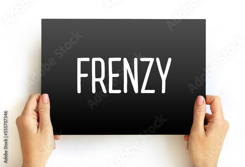 Photos Frenzy text quote on card, concept background