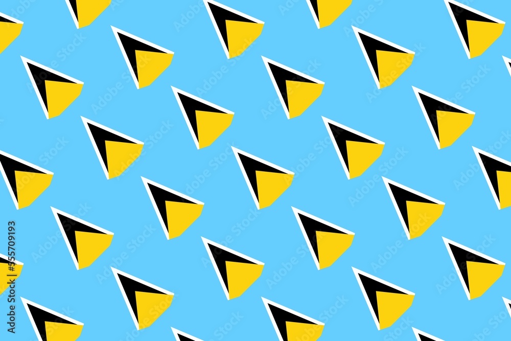 Geometric pattern in the colors of the national flag of Saint Lucia. The colors of Saint Lucia. Geometric pattern in the colors of the national flag of Saint Lucia. The colors of Saint Lucia.