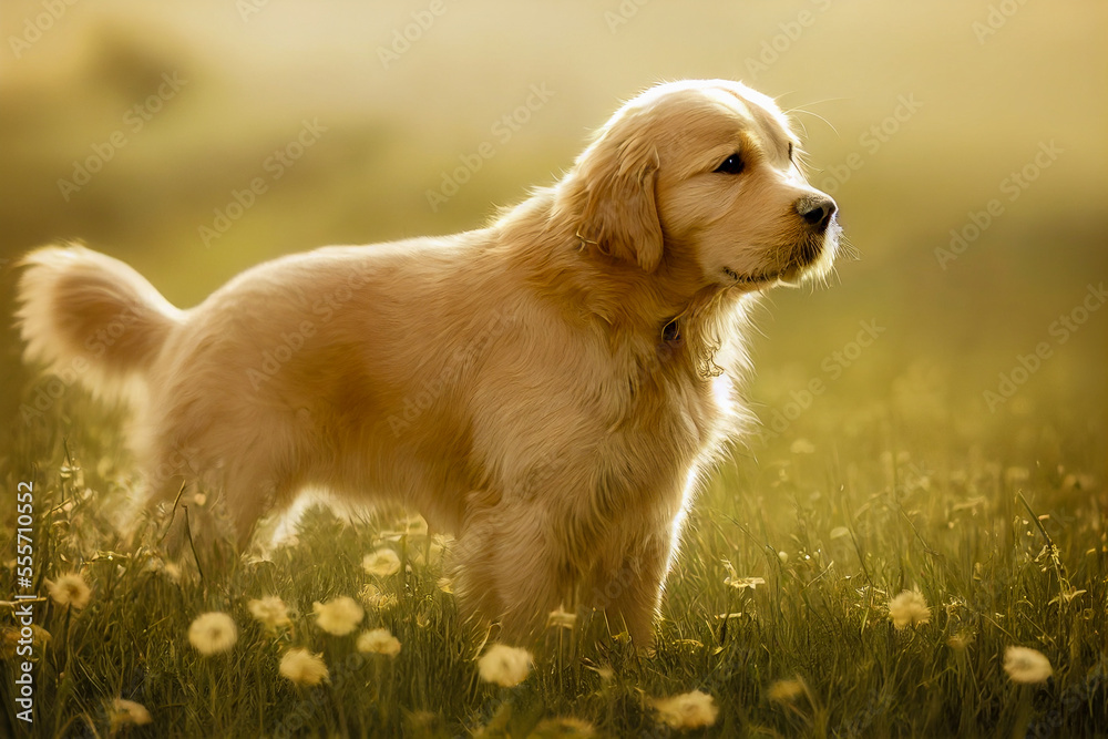 golden retriever puppy, Generative AI Art Illustration
