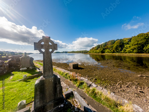 The historic Abbey Graveyard in Donegal town, which was build by Hugh O Donnell in 1474, in County Donegal - Ireland photo