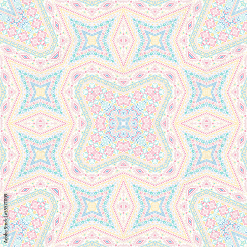 Moroccan repeating ornament graphic design. Damask geometric background. Text...
