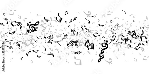 Musical notes cartoon vector backdrop. Melody