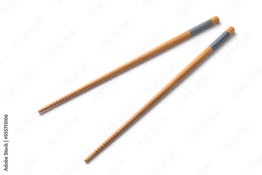 Pair of Japanese chopsticks isolated on white background