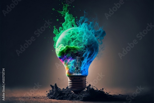 Lightbulb with colorful fog depicting creativity and innovation