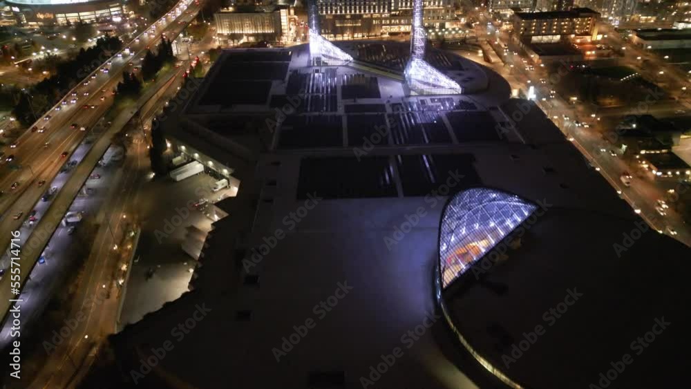 Aerial view of downtown Portland Oregon at night #10 | Drone Footage | 4k
