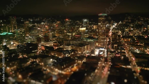 Aerial view of downtown Portland Oregon at night | Drone Footage | 4k