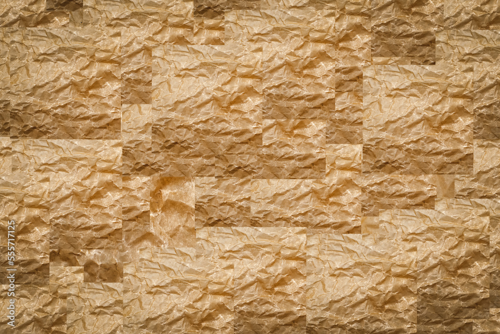 Abstract brown color texture from rectangles and straight lines. Geometric figures. Paper