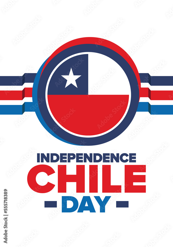 Fototapeta premium Chile Independence Day. Happy national holiday Fiestas Patrias. Freedom day. Celebrate annual in September 18. Chile flag. Patriotic chilean design. Poster, card, banner, template, background. Vector