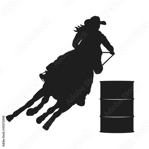 Barrel Racer w Female Horse and Rider Silhouette Image photo