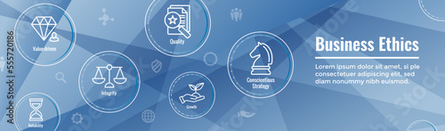 Business and Corporate Ethics Showing Company Values Icon Set- Web Header Banner