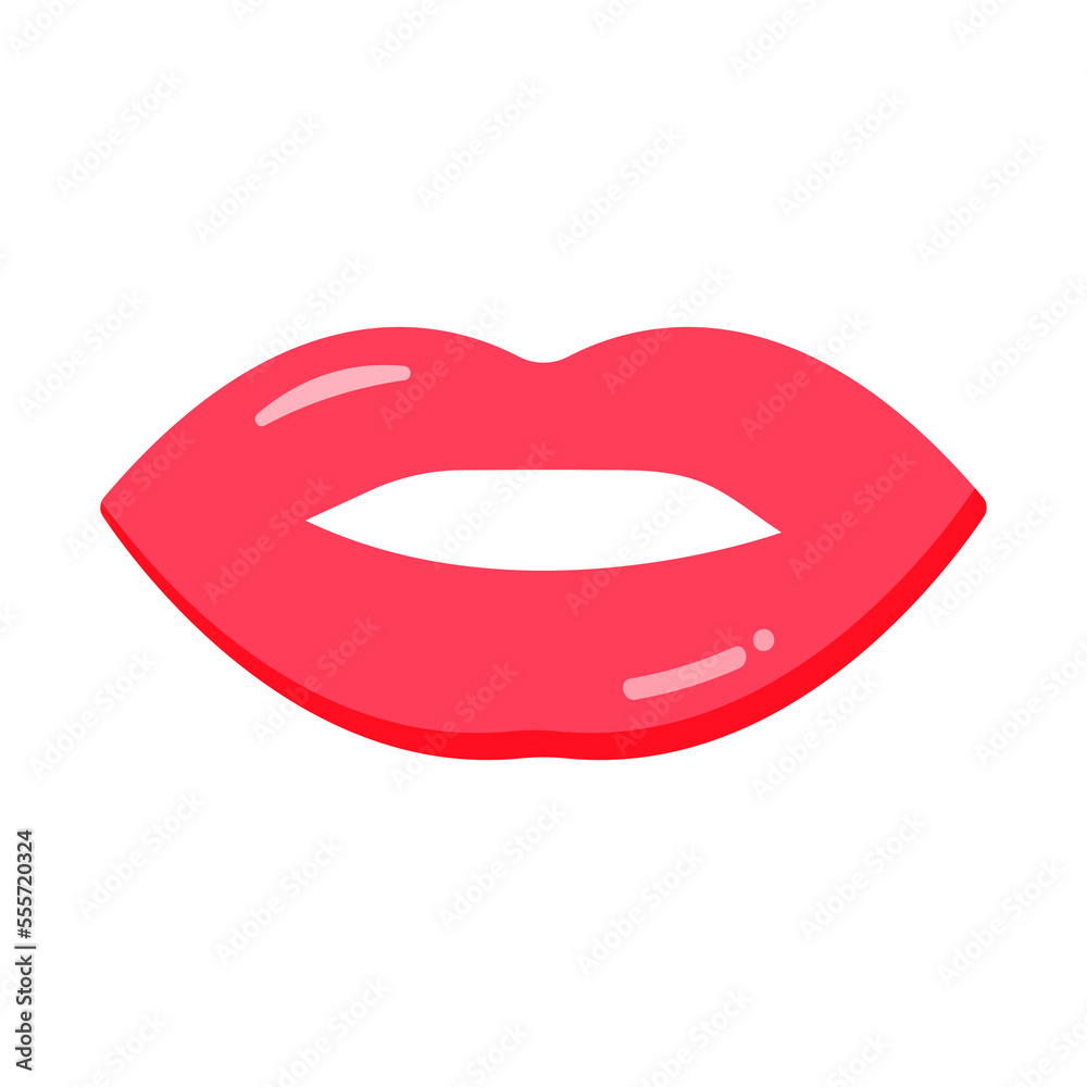 Red lips with a smile isolated on white background Red lips with a smile isolated on white background