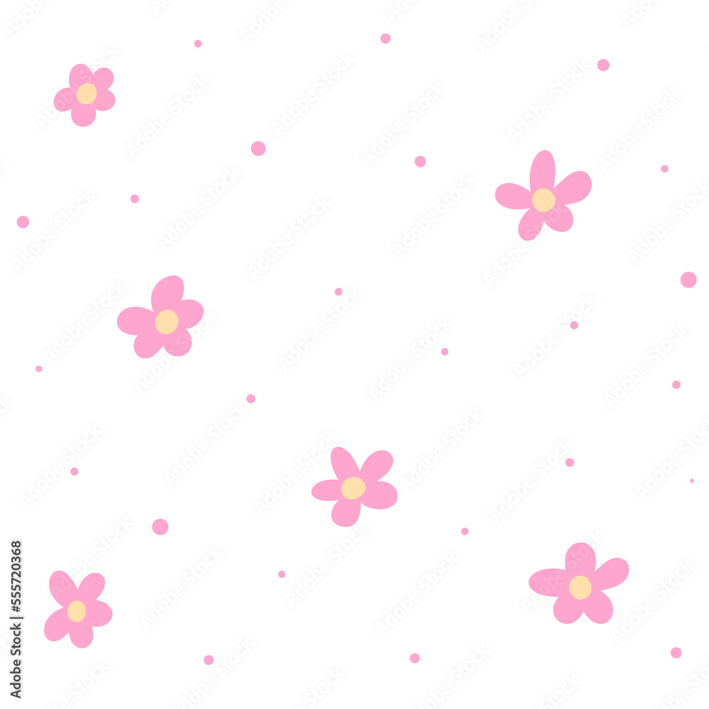 Falling flowers. Vector Illustration for printing, backgrounds, covers and packaging. Image can be used for greeting cards, posters, stickers and textile. Isolated on white background.