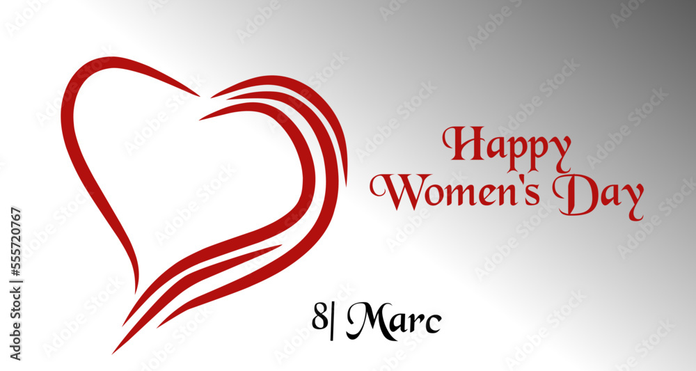 happy women's day greeting card. white background with red love design. banners, greeting cards. Vector illustration