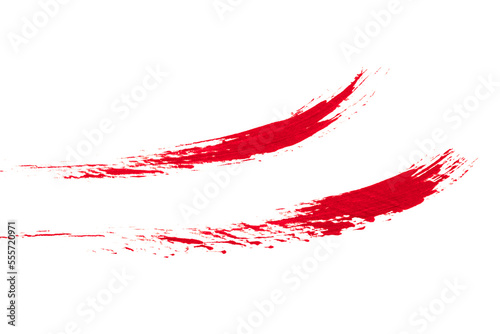texture brushstroke of red color paint on white background isolated