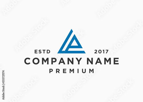 letter lp triangle logo design vector illustration template