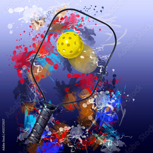 Pickleball color.  Abstract and colorful  Pickleball graphic.