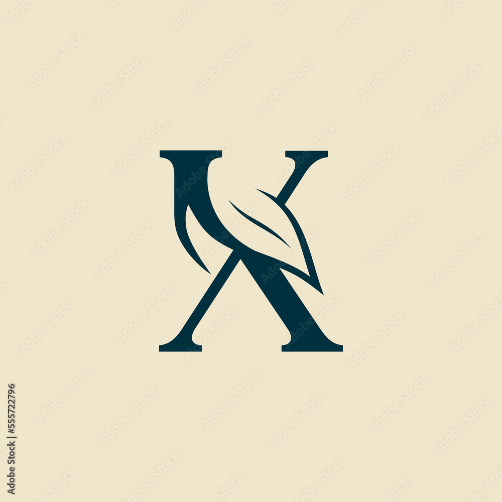beautiful brand women hair salon leaf logo letter X beautiful brand women hair salon leaf logo letter X