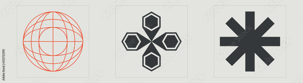 Vector set of Y2K. Retro futuristic graphic ornaments. Elements for graphic decoration. Projects, posters, banners. Vector illustration Vector set of Y2K. Retro futuristic graphic ornaments. Elements for graphic decoration. Projects, posters, banners. Vector illustration