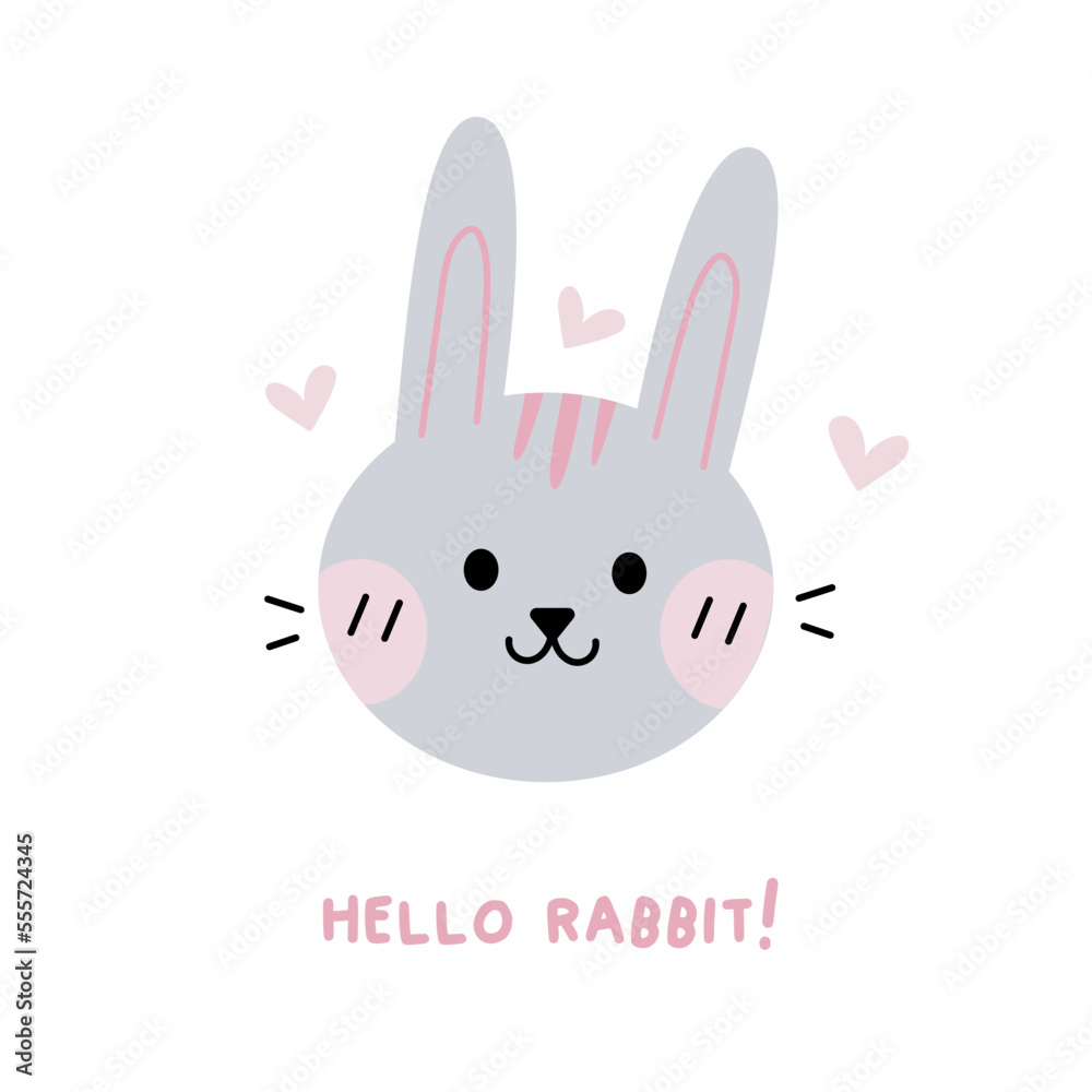 Cute gray rabbit, bunny vector illustration on a white background.
Text Hello rabbit. Rabbit for Christmas, New Year, Easter. Children's beautiful illustration for print.
Cute gray rabbit, bunny vector illustration on a white background.
Text Hello rabbit. Rabbit for Christmas, New Year, Easter. Children's beautiful illustration for print.