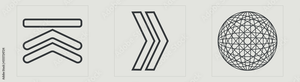 Vector set of Y2K. Big collection of abstract graphic geometric symbols. Flat minimalist icons. Futuristic. Vector illustration Vector set of Y2K. Big collection of abstract graphic geometric symbols. Flat minimalist icons. Futuristic. Vector illustration
