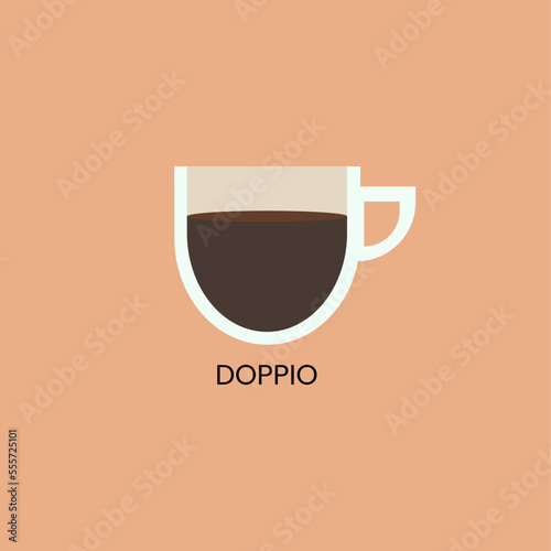 Delicious doppio coffee icon. Drink vector illustration design