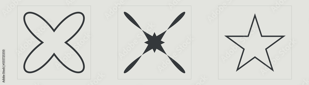 Vector Graphic Assets Set. Trendy geometric postmodern figures. Elements for graphic decoration. Projects, posters, banners. Vector illustration Vector Graphic Assets Set. Trendy geometric postmodern figures. Elements for graphic decoration. Projects, posters, banners. Vector illustration