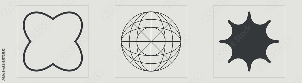 Collection of Y2K elements. Brutalism star and flower shapes. For modern T-shirts designed. Retro Futurist. Vector illustration Collection of Y2K elements. Brutalism star and flower shapes. For modern T-shirts designed. Retro Futurist. Vector illustration