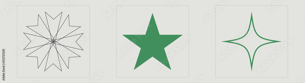 Fototapeta premium Retro futuristic elements for design. Extraordinary Graphic Assets. For modern T-shirts designed. Stars, starburst . Vector illustration