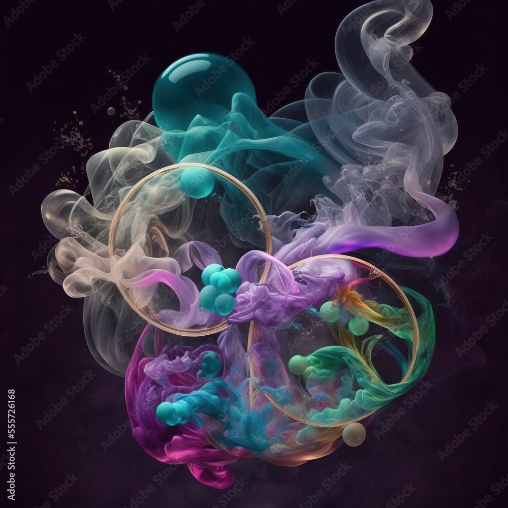 Obraz premium Water, smoke, vibrant, abstract, steam, bubbles, turbulence illustration made with Generative AI
