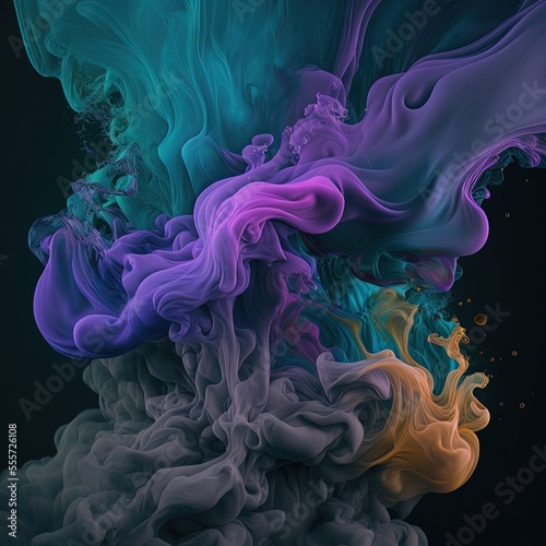 Water, smoke, vibrant, abstract, steam, bubbles, turbulence illustration made with Generative AI