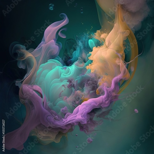 Water  smoke  vibrant  abstract  steam  bubbles  turbulence illustration made with Generative AI