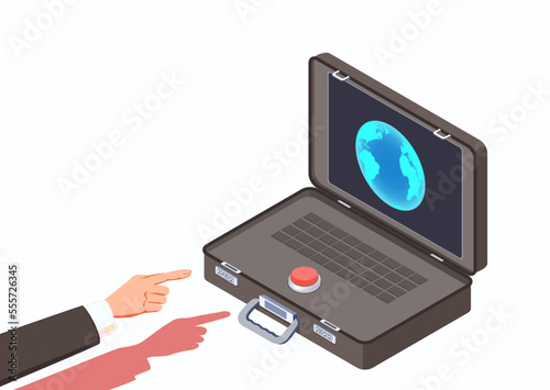 Hand of Commander in Chief or Politician before press the Red Button Nuclear Briefcase.