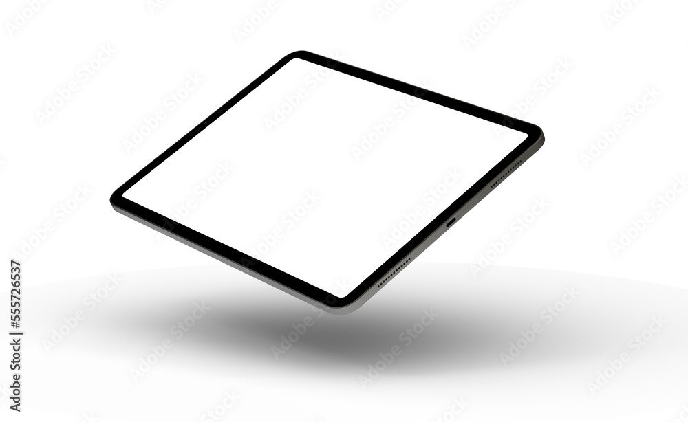 Modern tablet computer stand with blank screen isolated on white background Modern tablet computer stand with blank screen isolated on white background