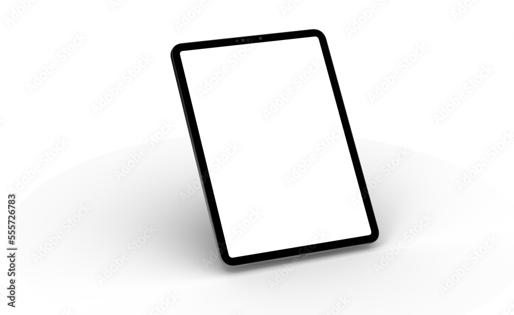 Modern tablet computer stand with blank screen isolated on white background Modern tablet computer stand with blank screen isolated on white background