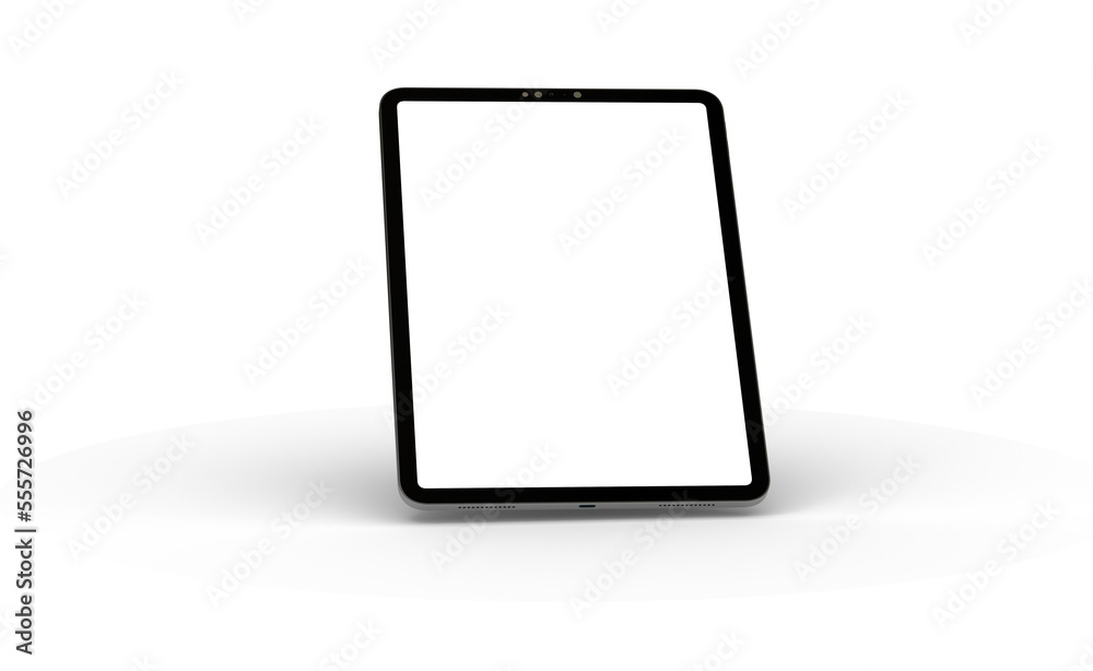 Modern tablet computer stand with blank screen isolated on white background Modern tablet computer stand with blank screen isolated on white background