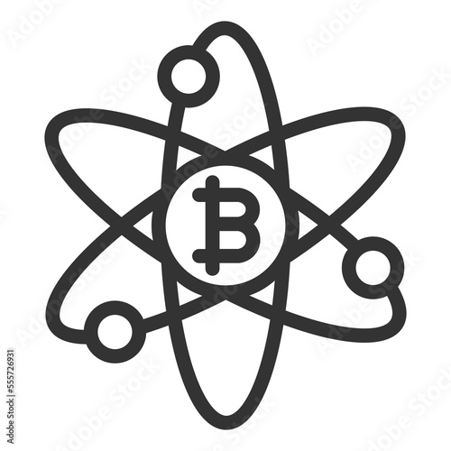 Bitcoin orbits - icon, illustration on white background, outline style