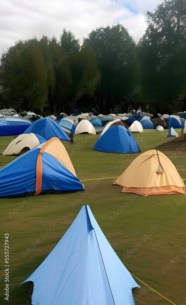 Tent city - a large number of small tents