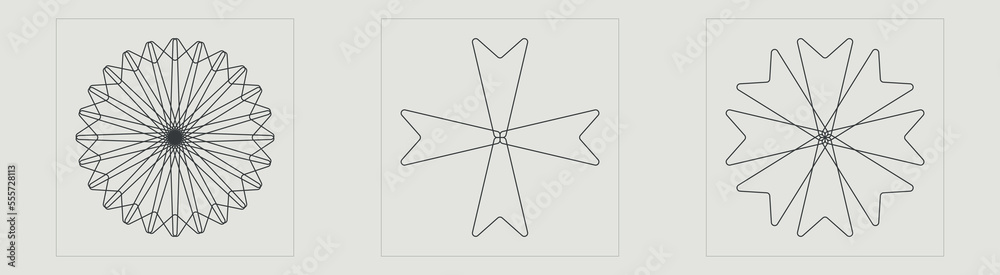 Obraz premium Vector set of Y2K. Rave psychedelic retro futuristic set. Modern abstract forms. Stars, starburst . Vector illustration