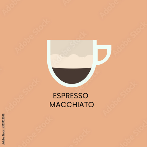 Delicious espresso macchiato coffee icon. Drink vector illustration design
