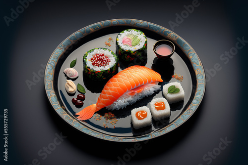 asiain cuisine sushi with rice and other foods photo